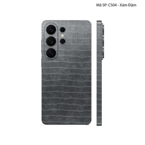 Miếng Dán Da Samsung Galaxy S25 Ultra Vân Cá Sấu Xám Đậm | CS04