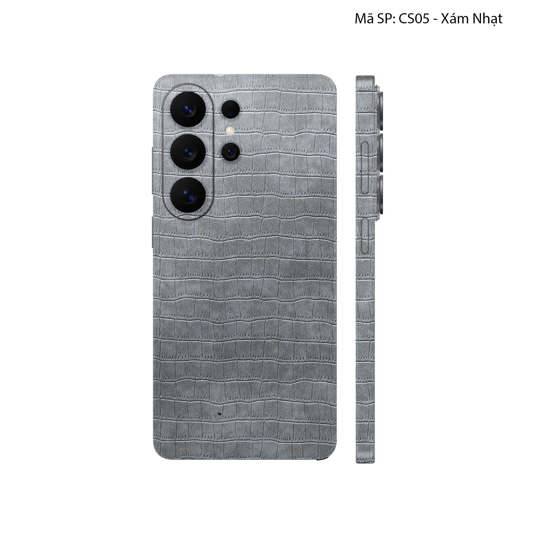 Miếng Dán Da Samsung Galaxy S26 Ultra Vân Cá Sấu Xám | CS05