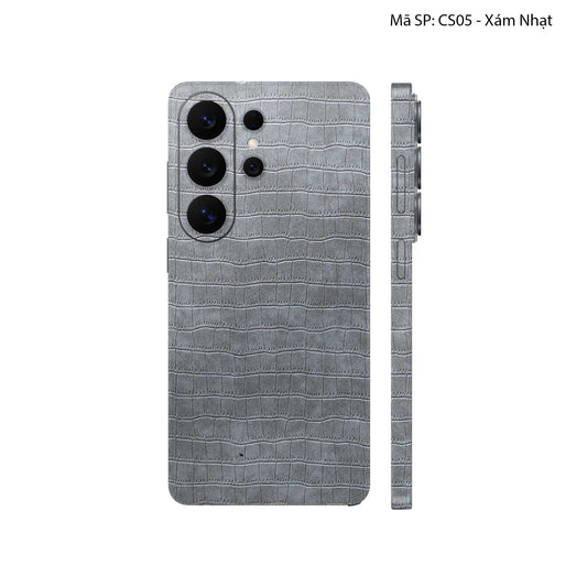 Miếng Dán Da Samsung Galaxy S26 Ultra Vân Cá Sấu Xám | CS05