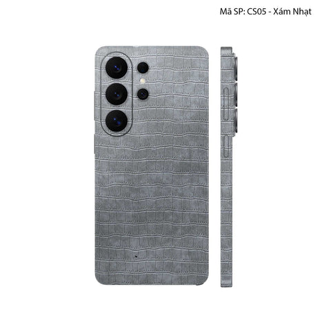 Miếng Dán Da Samsung Galaxy S26 Ultra Vân Cá Sấu Xám | CS05
