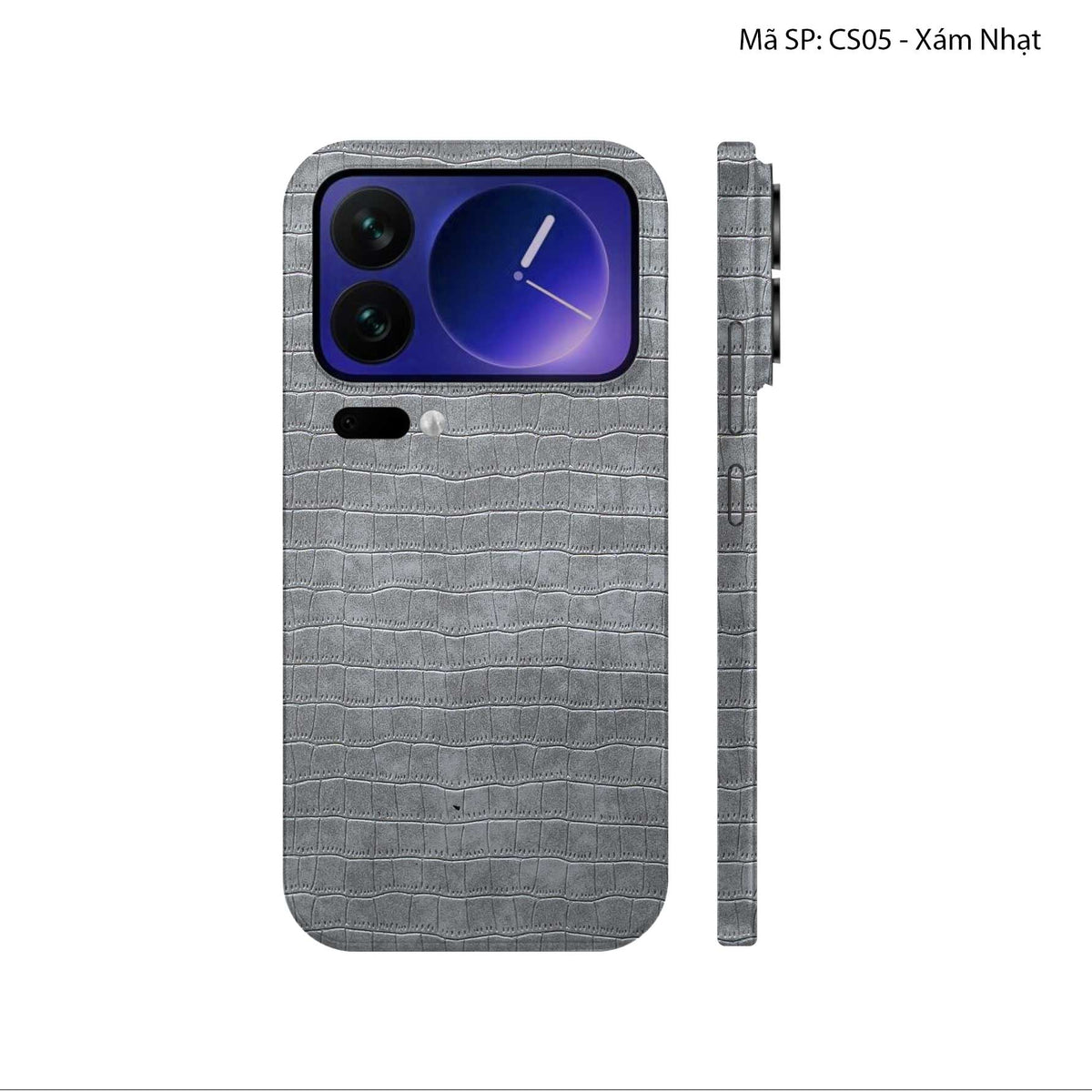Miếng Dán Da Xiaomi 17 Series Vân Cá Sấu Xám Nhạt | CS05