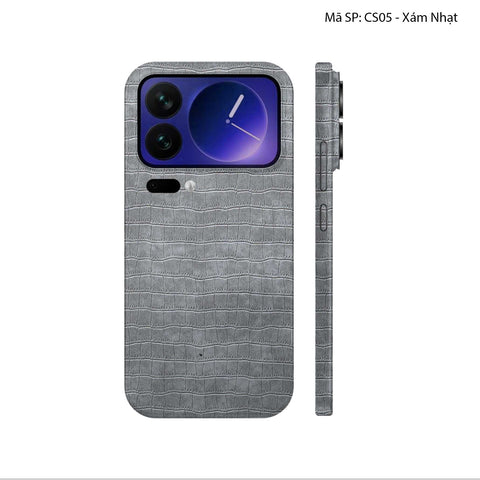 Miếng Dán Da Xiaomi 17 Series Vân Cá Sấu Xám Nhạt | CS05