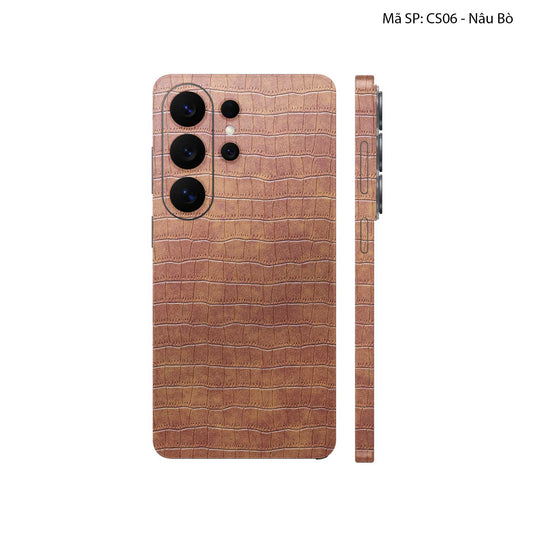dán skin da Galaxy S26 Ultra vân Cá Sấu Nâu CS06