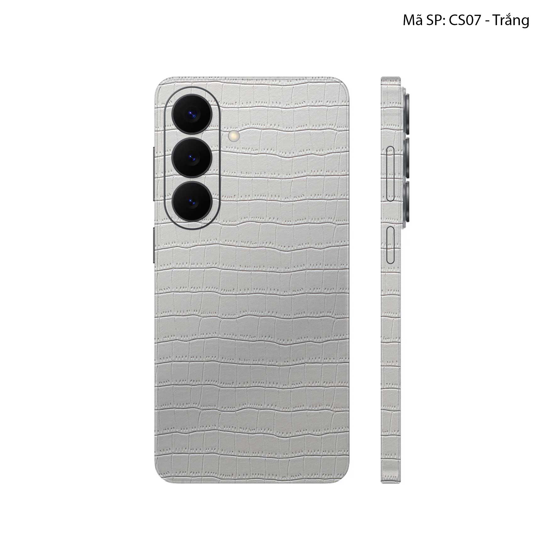Miếng Dán Da Samsung Galaxy S26 pLUS Vân Cá Sấu Trắng | CS07