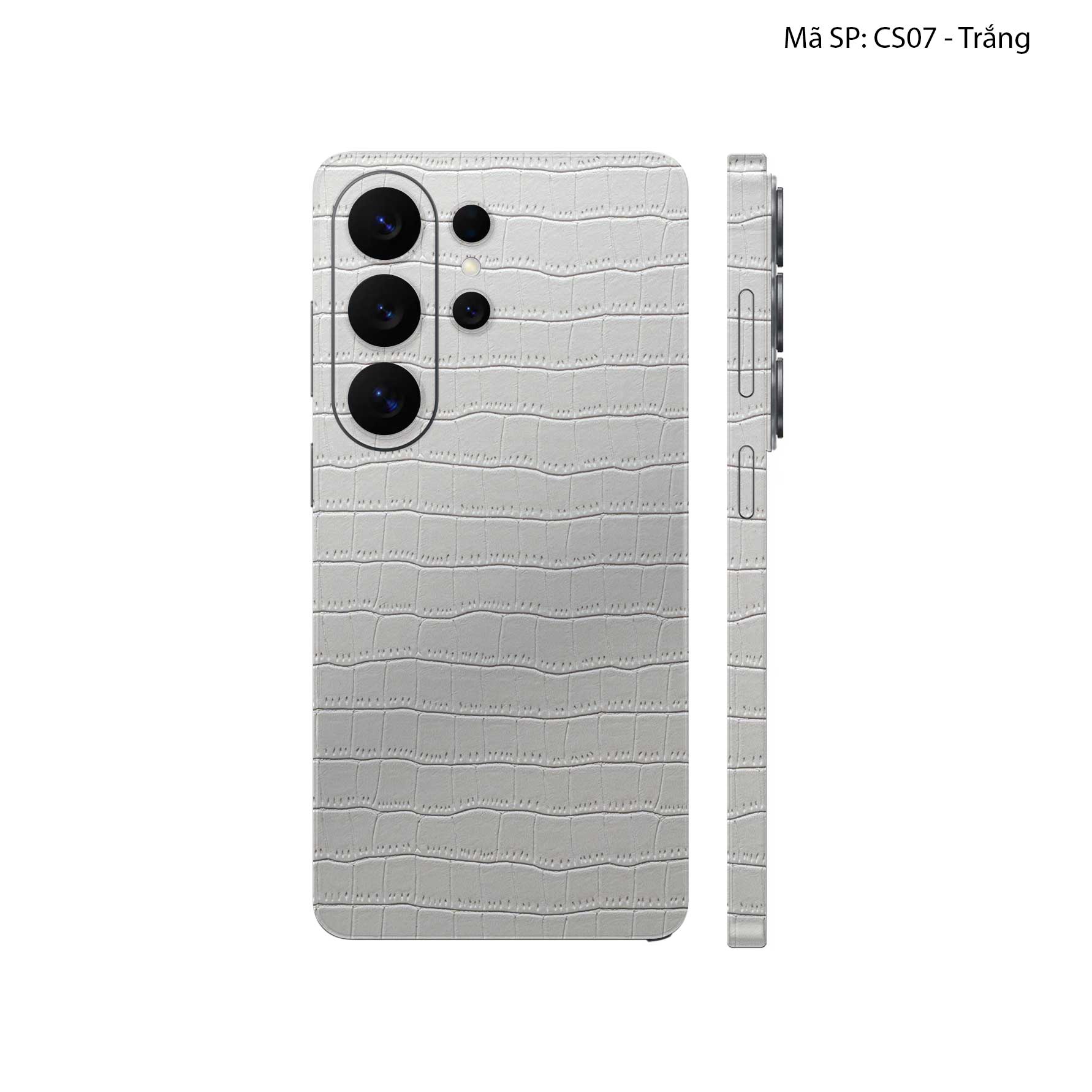 Miếng Dán Da Samsung Galaxy S26 uLTRA Vân Cá Sấu Trắng | CS07