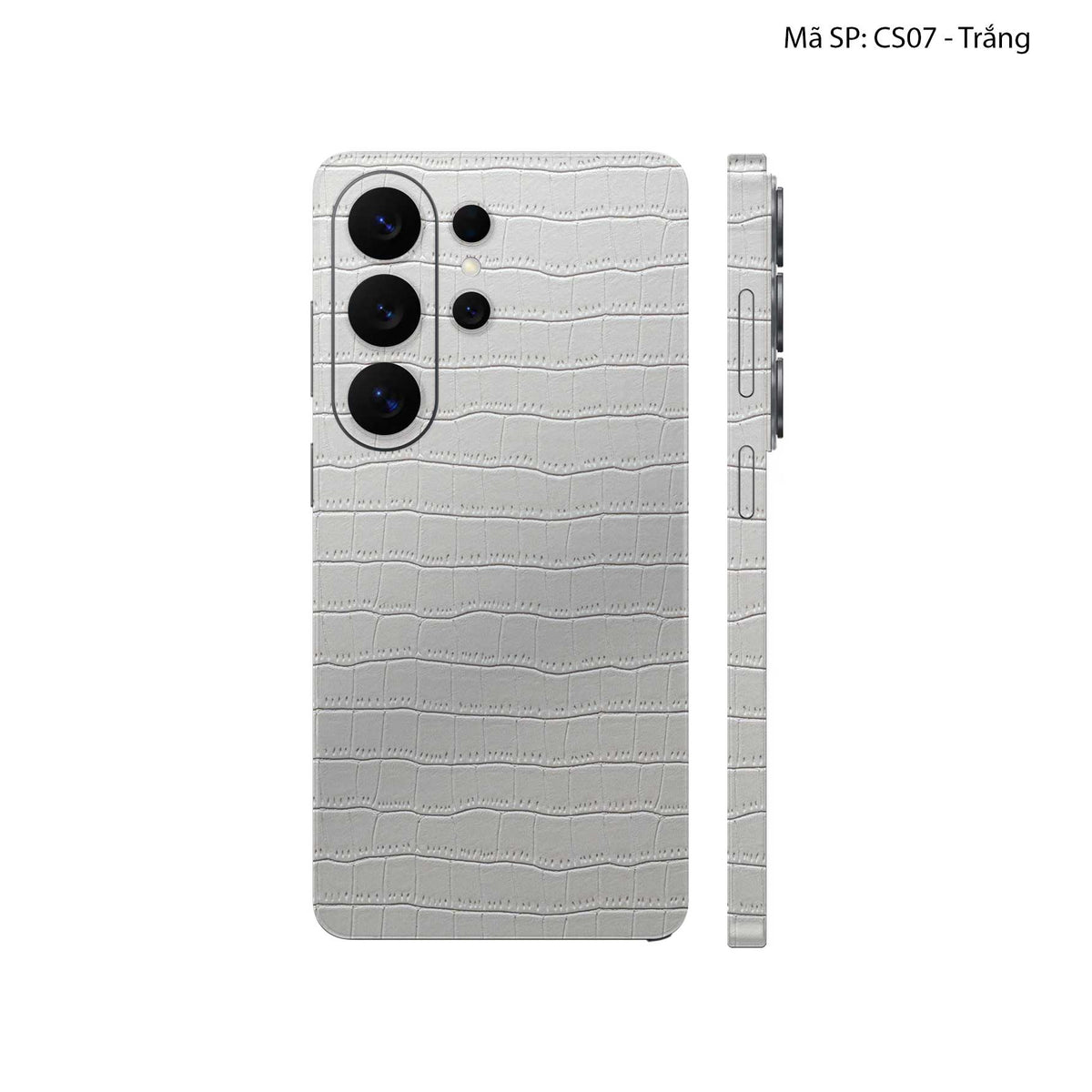 Miếng Dán Da Samsung Galaxy S26 uLTRA Vân Cá Sấu Trắng | CS07