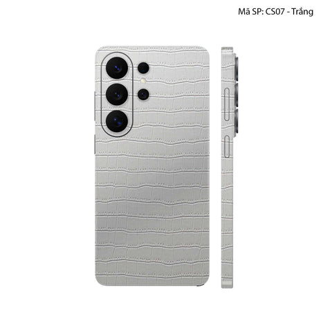Miếng Dán Da Samsung Galaxy S26 uLTRA Vân Cá Sấu Trắng | CS07