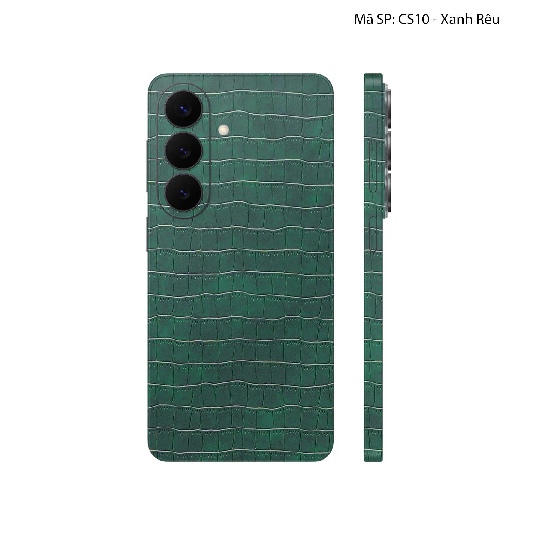 Miếng Dán Da Samsung Galaxy S26 Plus Vân Cá Sấu Xanh Rêu | CS10
