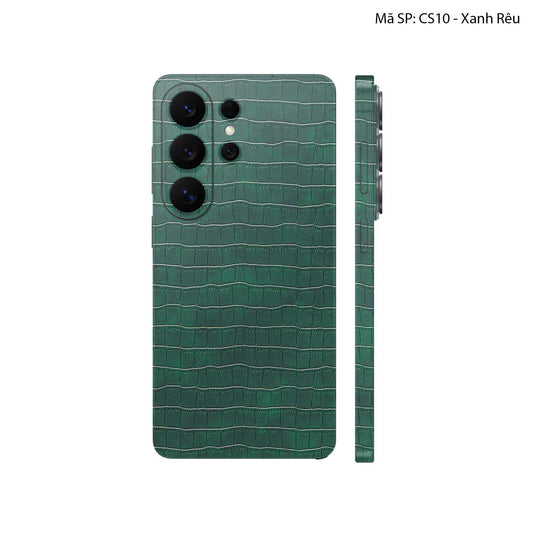 Miếng Dán Da Samsung Galaxy S26 Ultra Vân Cá Sấu Xanh Rêu | CS10