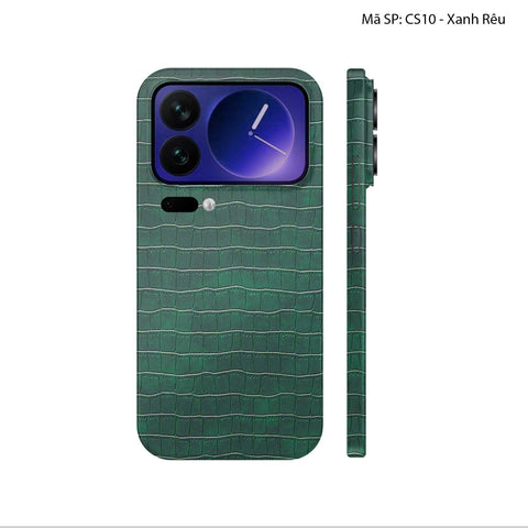 Miếng Dán Da Xiaomi 17 Series Vân Cá Sấu Xanh Rêu | CS10
