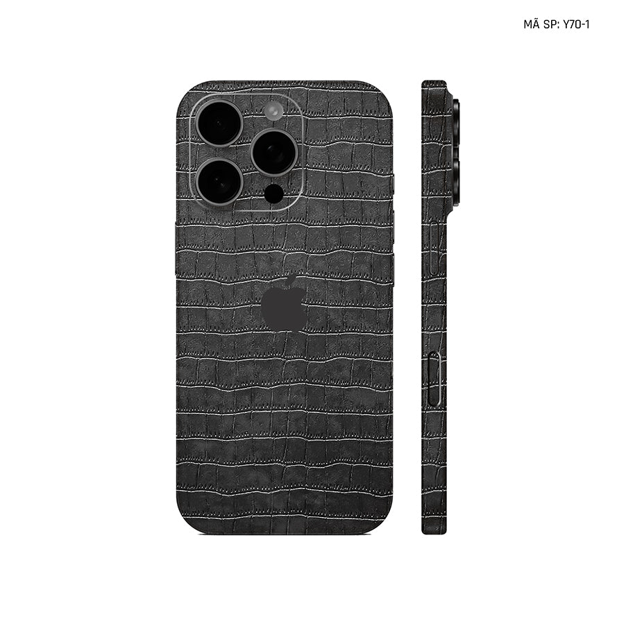 Miếng Dán Da IPhone 16 Series Vân Cá Sấu Đen | Y70-1