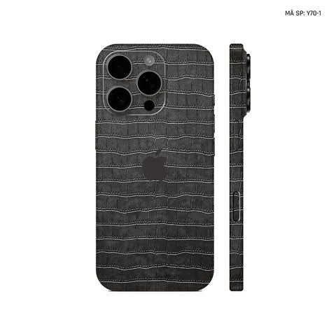 Miếng Dán Da IPhone 16 Series Vân Cá Sấu Đen | Y70-1