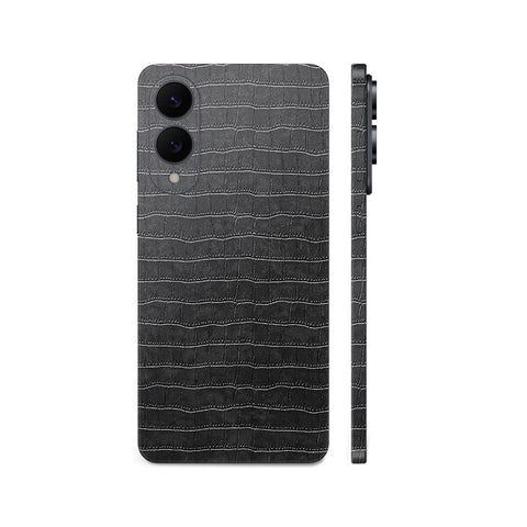 Miếng Dán Da Samsung Galaxy S25 Series Vân Cá Sấu Đen