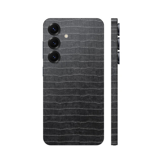 Miếng Dán Da Samsung Galaxy S24 Series Vân Cá Sấu Đen