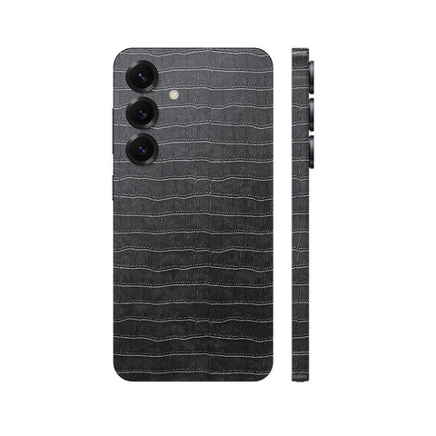 Miếng Dán Da Samsung Galaxy S24 Series Vân Cá Sấu Đen