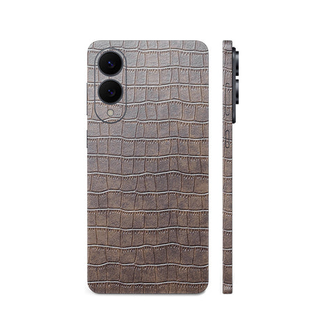 Miếng Dán Da Samsung Galaxy S25 Series Vân Cá Sấu Nâu