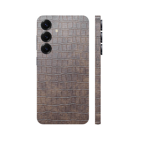 Miếng Dán Da Samsung Galaxy S24 Series Vân Cá Sấu Nâu
