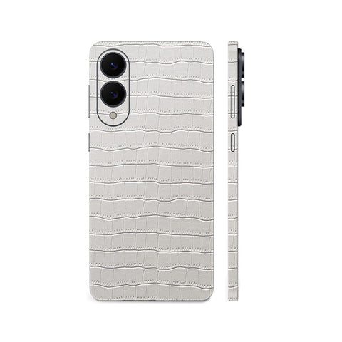 Miếng Dán Da Samsung Galaxy S25 Series Vân Cá Sấu Trắng