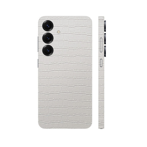 Miếng Dán Da Samsung Galaxy S24 Series Vân Cá Sấu Trắng