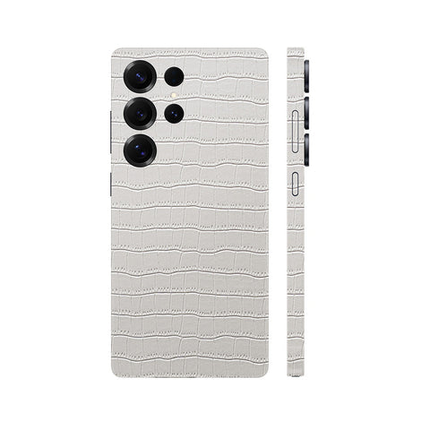 Miếng Dán Da Samsung Galaxy S24 Series Vân Cá Sấu Trắng
