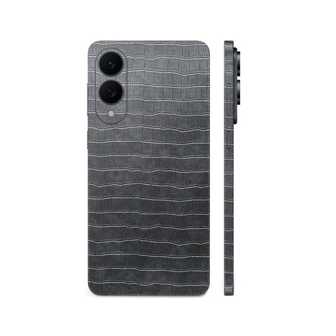 Miếng Dán Da Samsung Galaxy S25 Series Vân Cá Sấu Xám