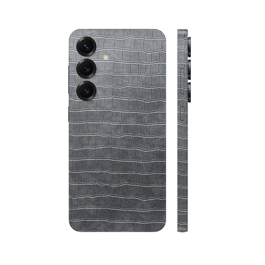 Miếng Dán Da Samsung Galaxy S24 Series Vân Cá Sấu Xám