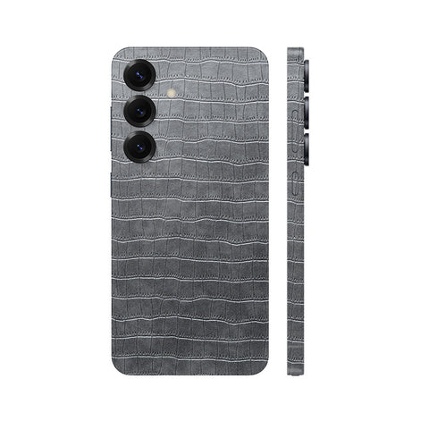 Miếng Dán Da Samsung Galaxy S24 Series Vân Cá Sấu Xám