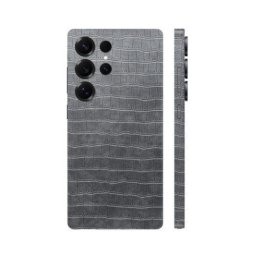 Miếng Dán Da Samsung Galaxy S24 Series Vân Cá Sấu Xám