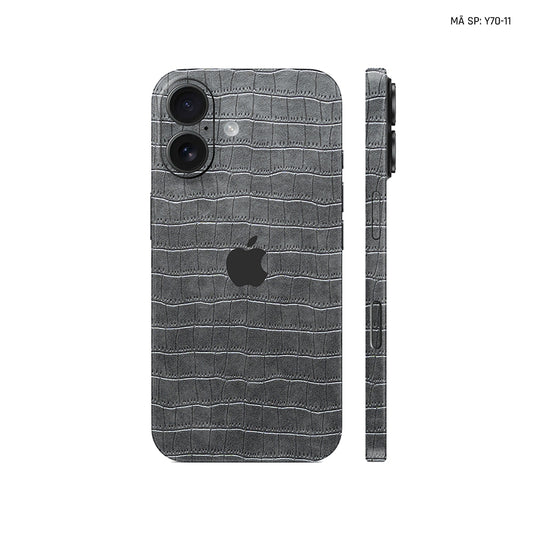 Miếng Dán Da IPhone 15 Series Vân Cá Sấu Xám | Y70-11