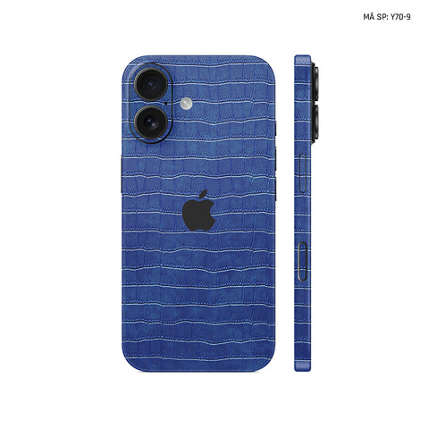 Miếng Dán Da IPhone 16 Series Vân Cá Sấu Xanh Navy | Y70-9