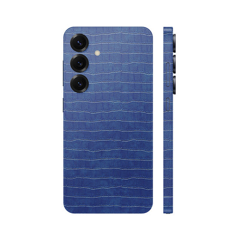 Miếng Dán Da Samsung Galaxy S24 Series Vân Cá Sấu Xanh Navy