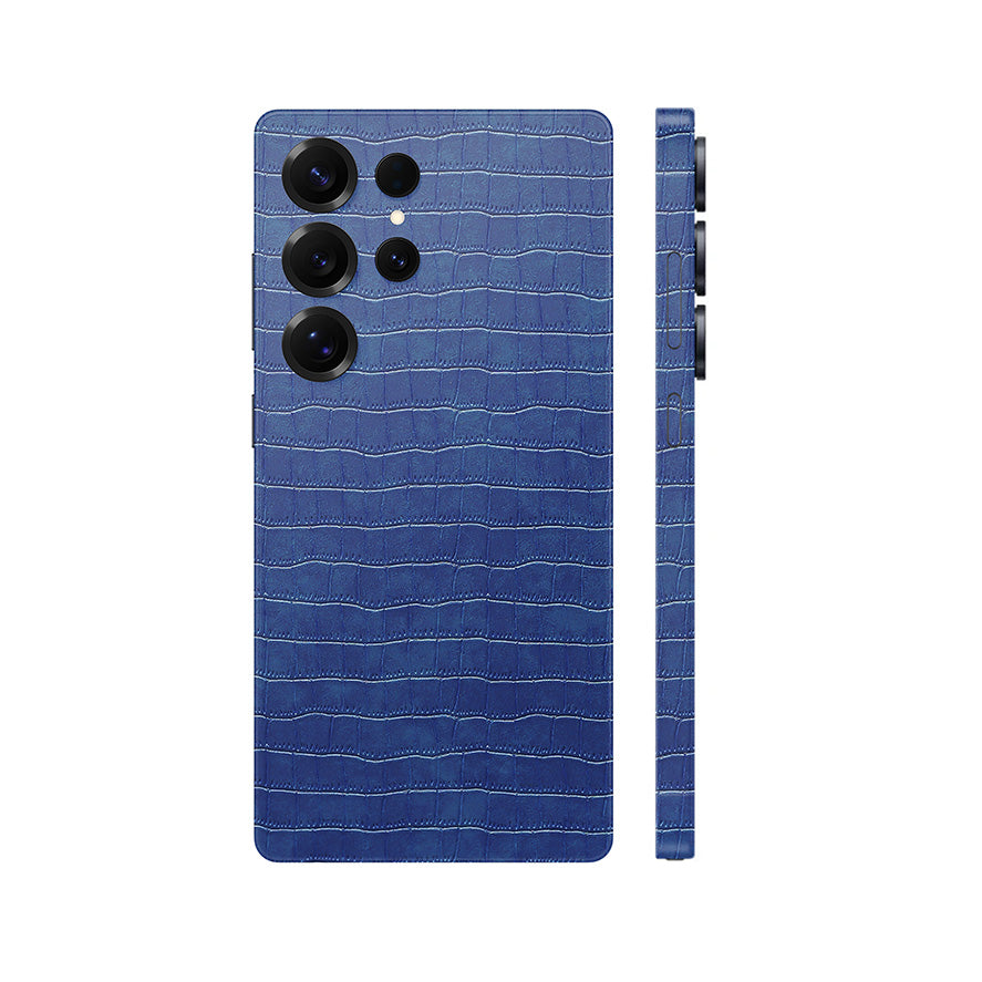 Miếng Dán Da Samsung Galaxy S24 Series Vân Cá Sấu Xanh Navy