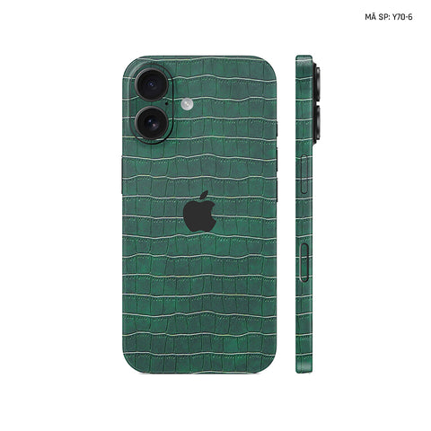 Miếng Dán Da IPhone 16 Series Vân Cá Sấu Xanh Rêu | Y70-6