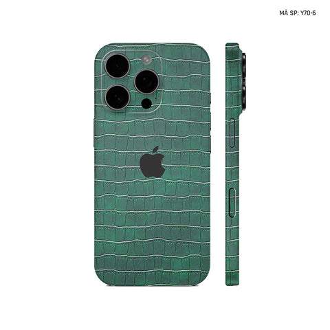 Miếng Dán Da IPhone 16 Series Vân Cá Sấu Xanh Rêu | Y70-6