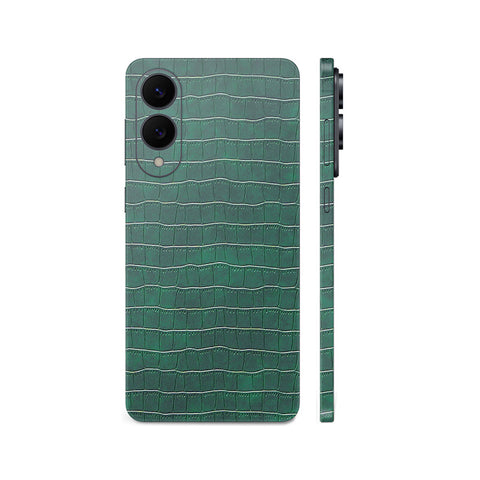 Miếng Dán Da Samsung Galaxy S25 Series Vân Cá Sấu Xanh Rêu