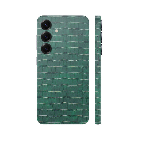 Miếng Dán Da Samsung Galaxy S24 Series Vân Cá Sấu Xanh Rêu