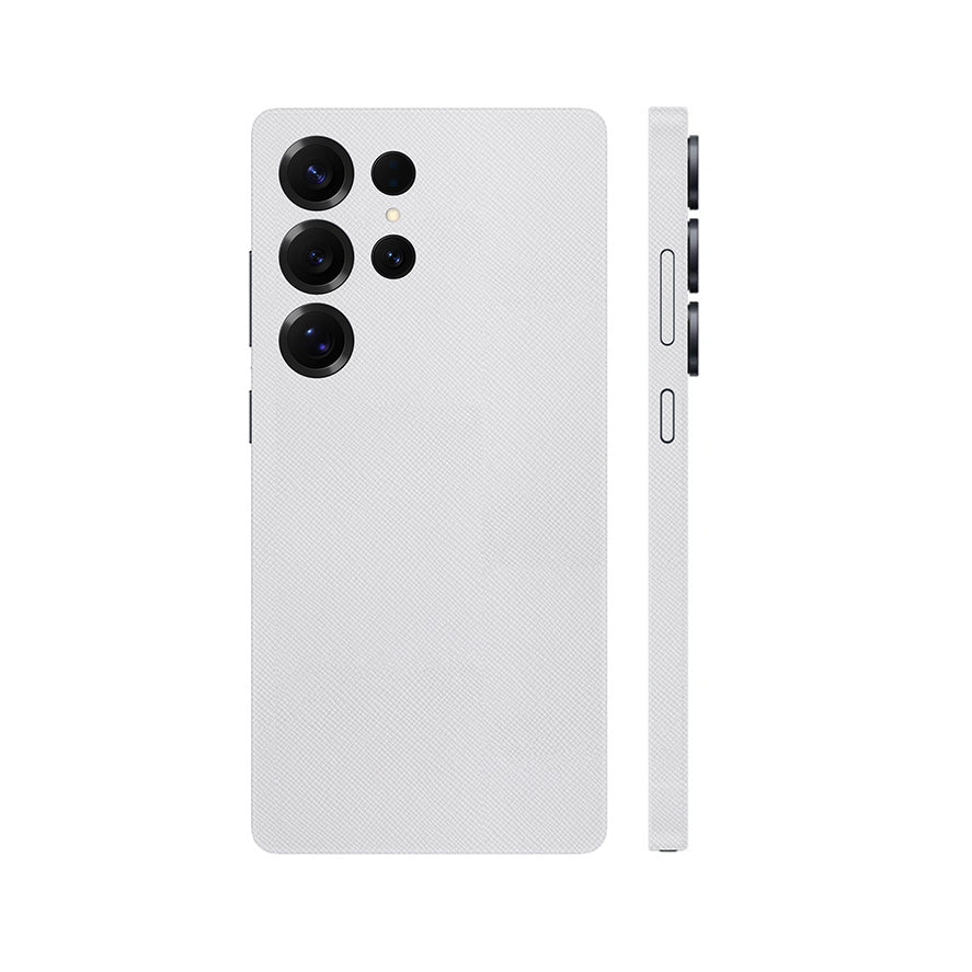 Miếng Dán Da Samsung Galaxy S24 Series Vân Fabic Trắng