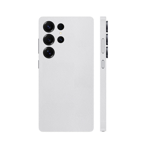Miếng Dán Da Samsung Galaxy S24 Series Vân Fabic Trắng