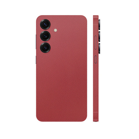 Miếng Dán Da Samsung Galaxy S24 Series Vân Mil Đỏ Đậm