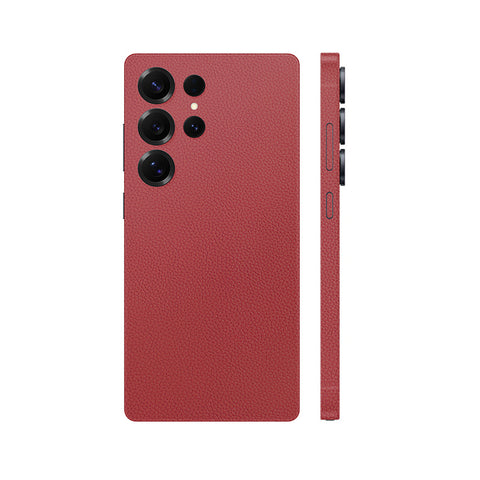 Miếng Dán Da Samsung Galaxy S24 Series Vân Mil Đỏ Đậm