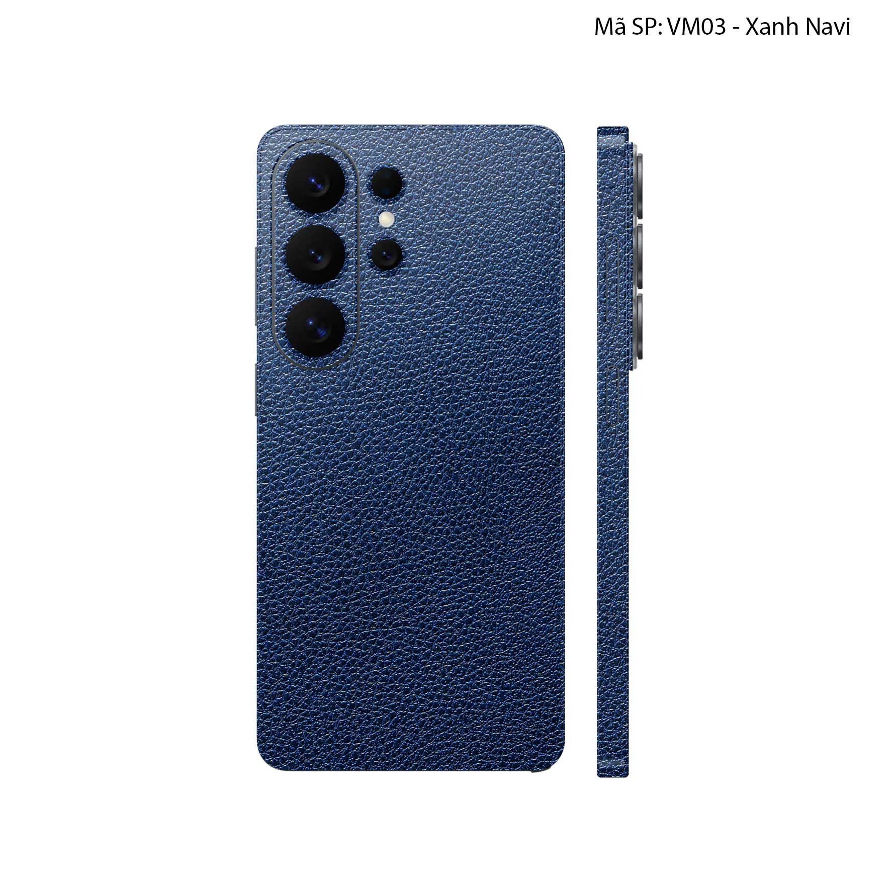 Miếng Dán Da Samsung Galaxy S26 Ultra Vân Mil Xanh Navy | VM03