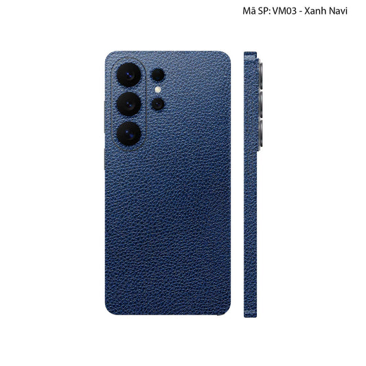 Miếng Dán Da Samsung Galaxy S26 Ultra Vân Mil Xanh Navy | VM03
