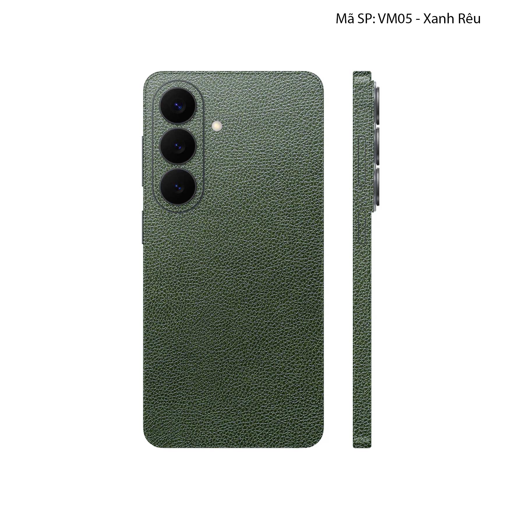 Miếng Dán Da Samsung Galaxy S26 Plus Vân Mil Xanh Rêu | VM05