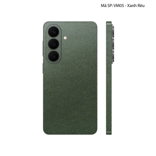 Miếng Dán Da Samsung Galaxy S26 Plus Vân Mil Xanh Rêu | VM05