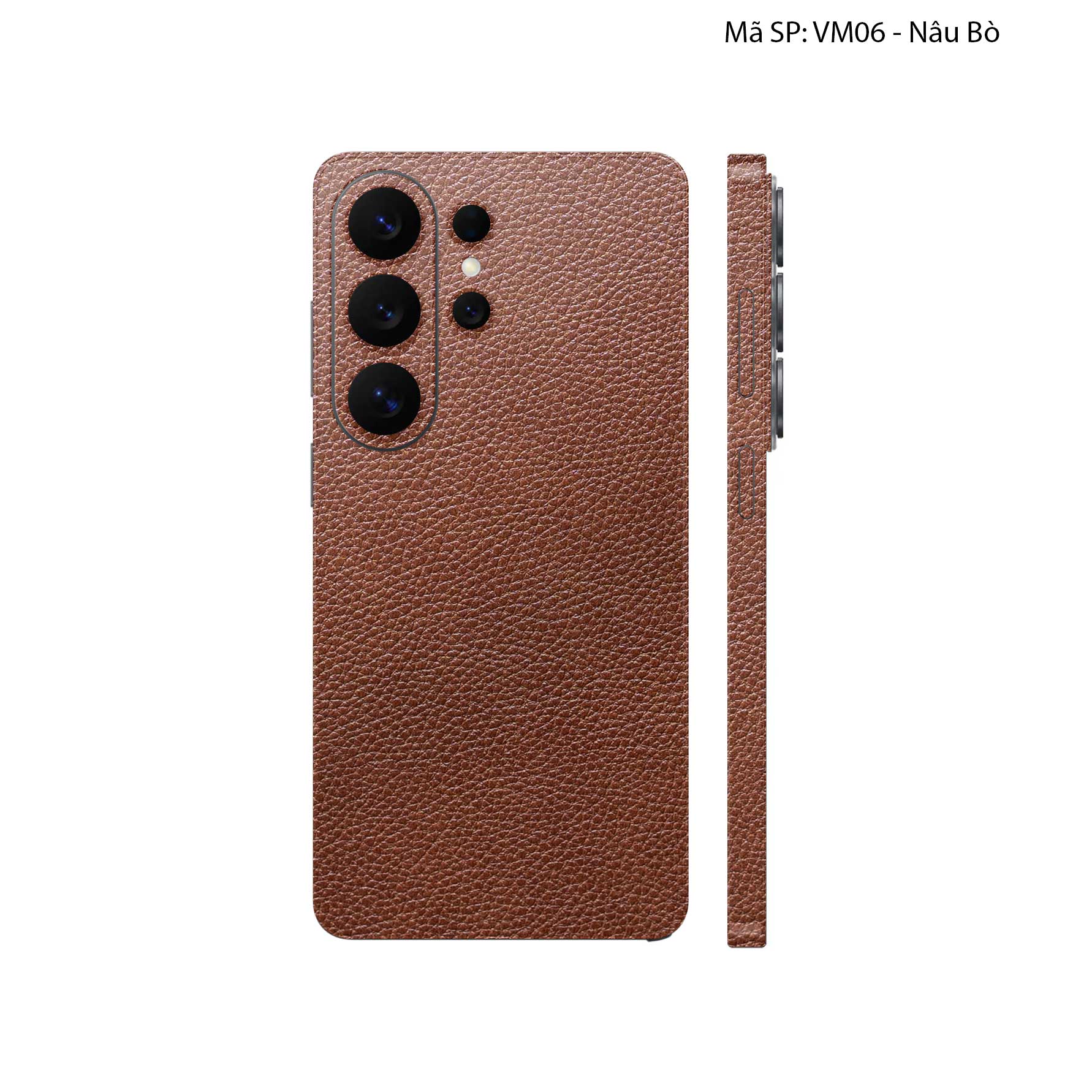 Miếng Dán Da Samsung Galaxy S26 Ultra Vân Mil Nâu Bò | VM06