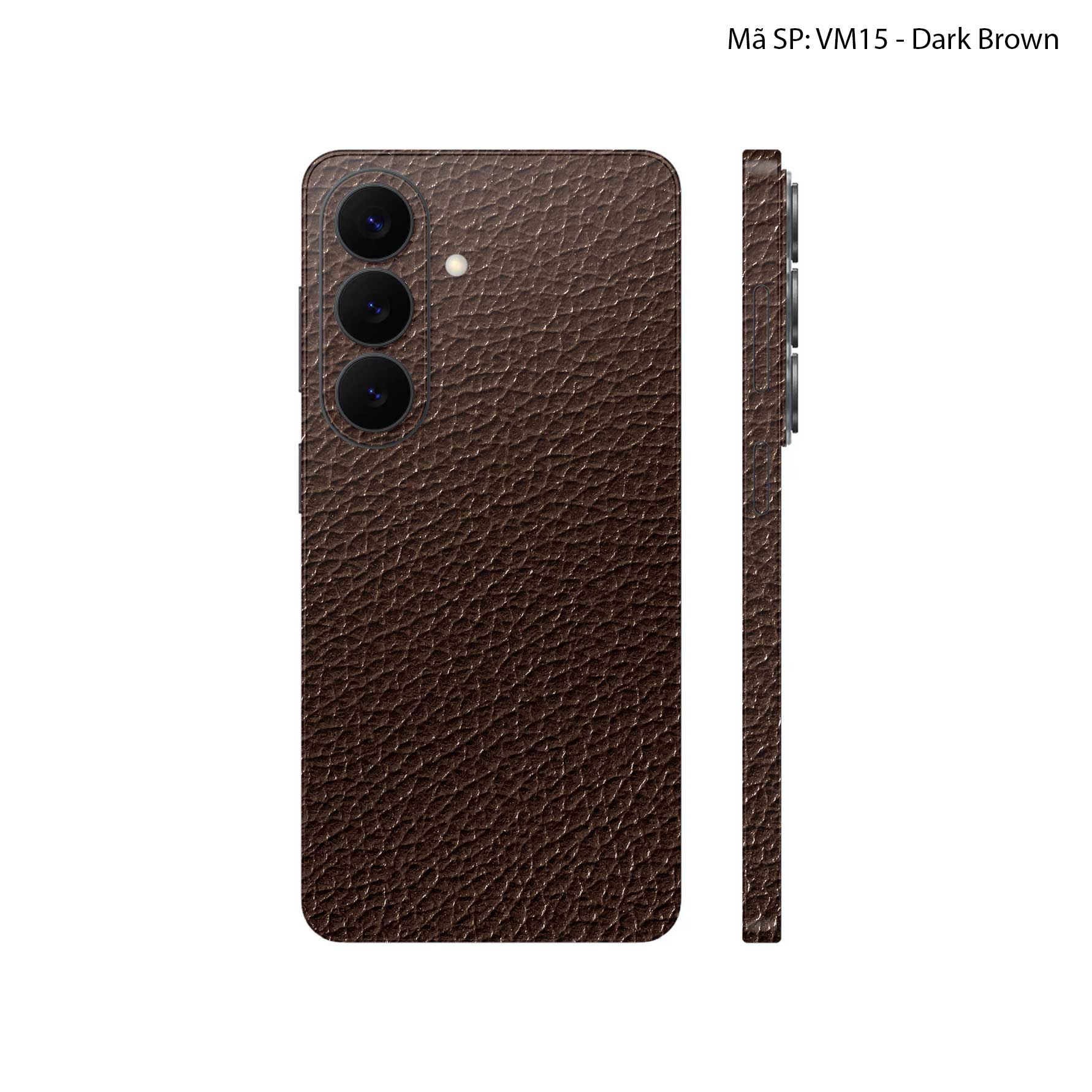 Miếng Dán Da Samsung Galaxy S26 Plus Vân Mil Dark Brown | VM15