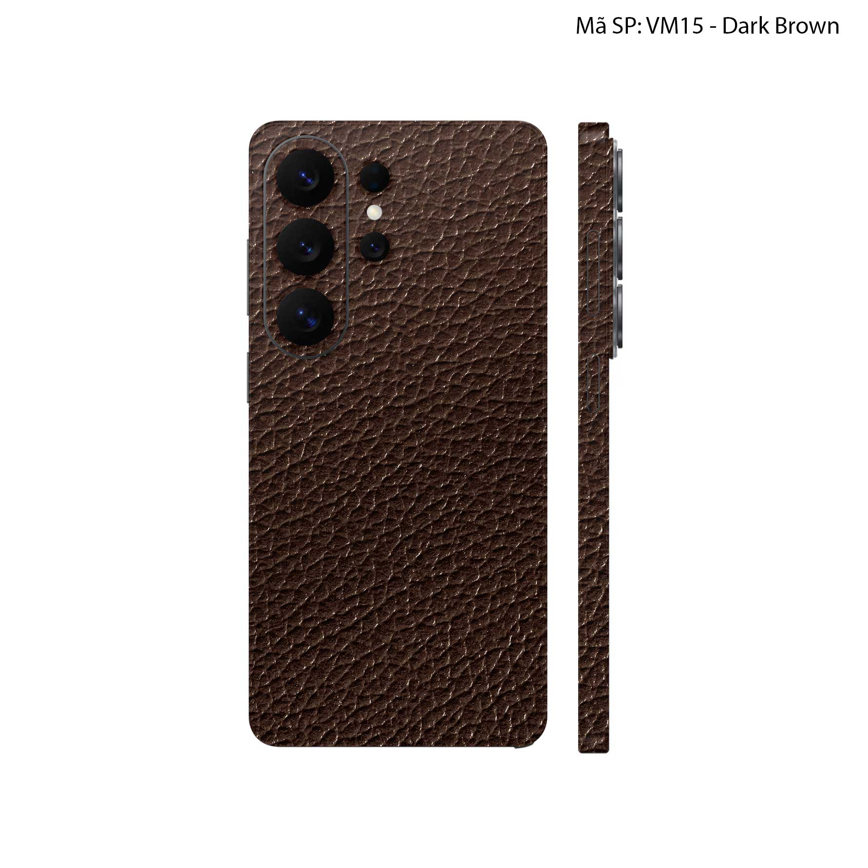 Miếng Dán Da Samsung Galaxy S26 Ultra Vân Mil Dark Brown | VM15