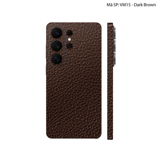 Miếng Dán Da Samsung Galaxy S26 Ultra Vân Mil Dark Brown | VM15