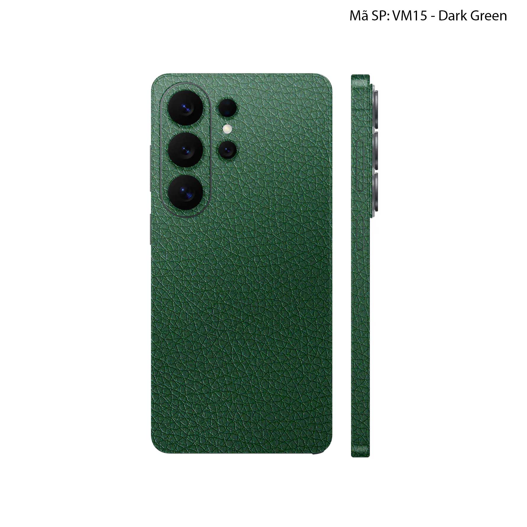 Miếng Dán Da Samsung Galaxy S26 Ultra Vân Mil Dark Green | VM15