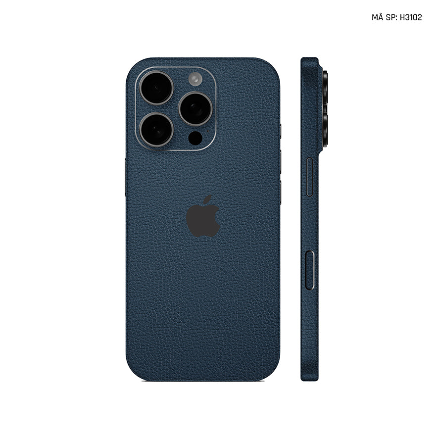 Miếng Dán Da IPhone 16 Series Vân Mil Xanh Navy | H3102